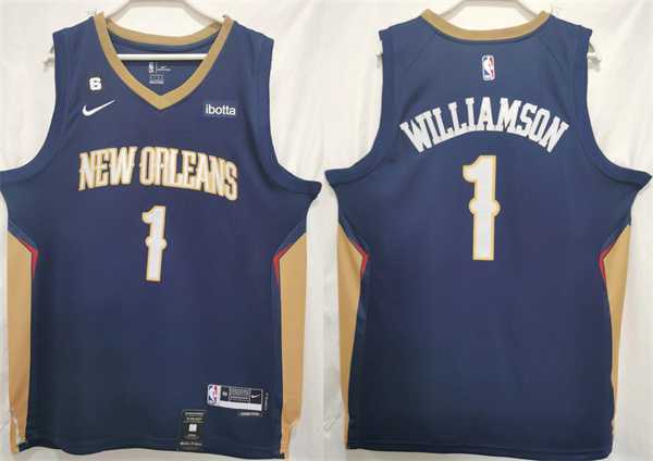 Men%27s New Orleans Pelicans #1 Zion Williamson Navy Stitched Basketball Jersey->los angeles lakers->NBA Jersey